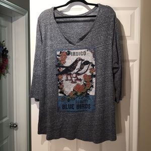 Lucky Brand 3x 3/4 sleeve gray heathered shirt